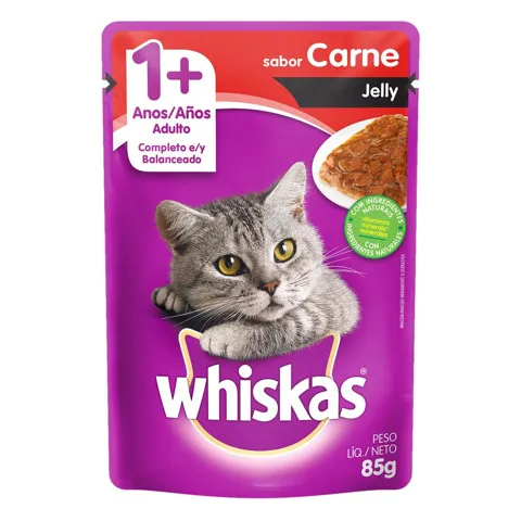 Alimento para Gatos Jelly Adultos 1+ Carne Whiskas Sachê 85g