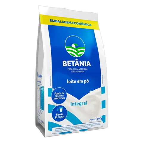 Leite em Pó Integral Betânia Pacote 800g Embalagem Econômica