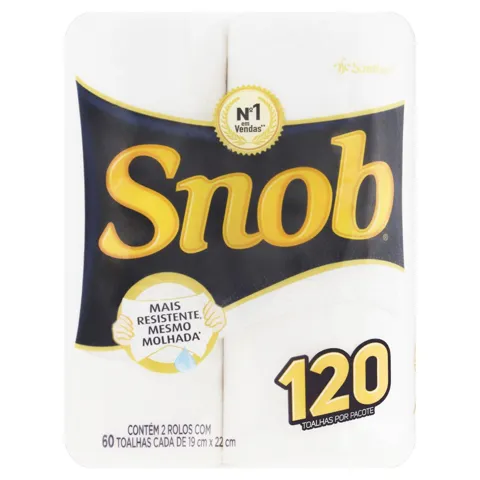 Toalha de Papel Folha Simples Snob 19cm x 22cm Pacote 2 Unidades