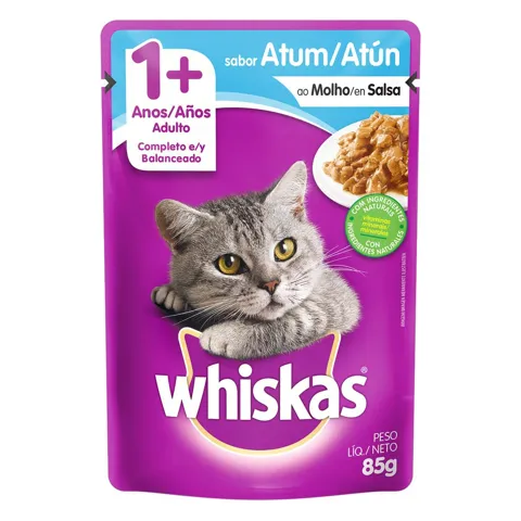Alimento para Gatos Adultos 1+ Atum ao Molho Whiskas Sachê 85g