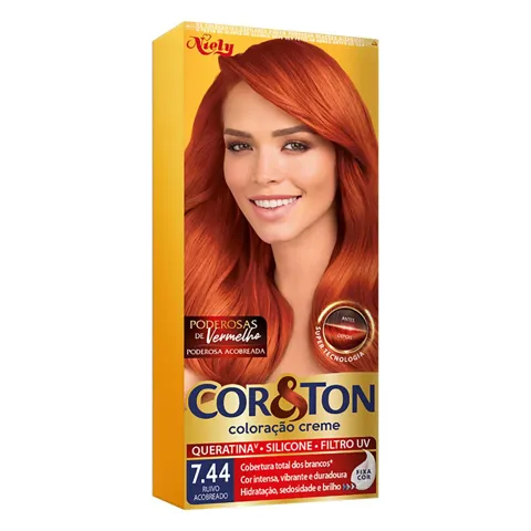 Kit Coloração Creme 7.44 Ruivo Acobreado Niely Cor&Ton Poderosas de Vermelho