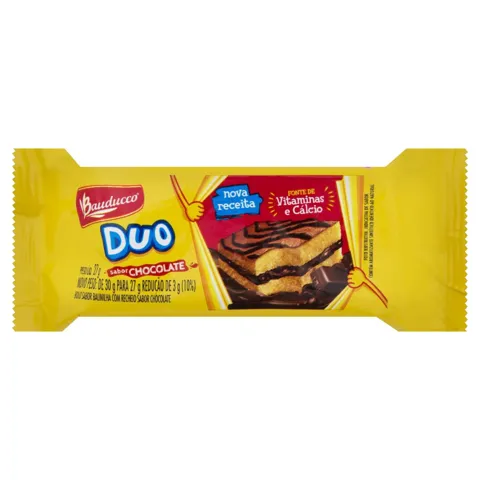 Bolo Baunilha Recheio Chocolate Bauducco Duo 27g