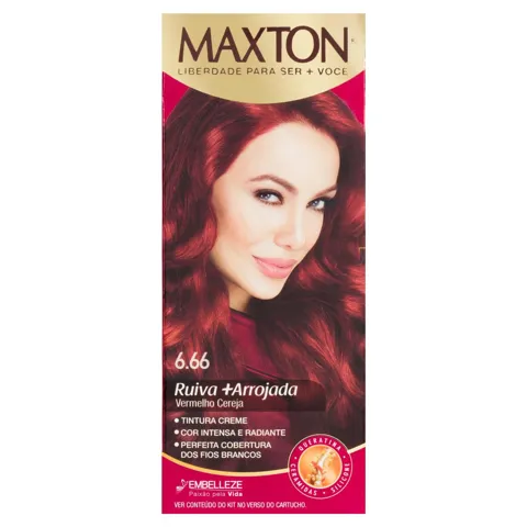 Kit Tintura Creme 6.66 Vermelho Cereja Maxton