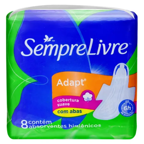 Absorvente com Abas Suave Adapt Sempre Livre Pacote 8 Unidades