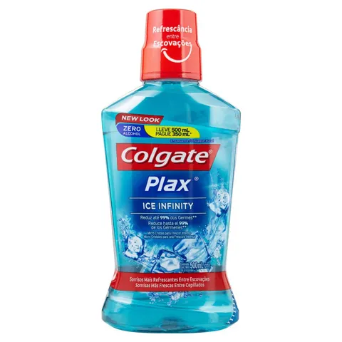 Enxaguante Bucal Zero Álcool Ice Infinity Colgate Plax Frasco Leve 500ml Pague 350ml