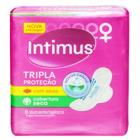 Absorvente com Abas Seca Intimus Tripla Proteção Pacote 8 Unidades