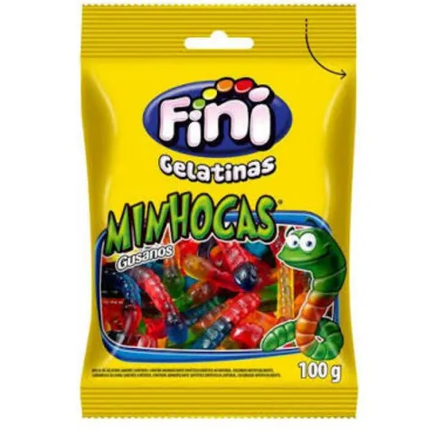 Bala Fini 100G Minhocas Gusanos