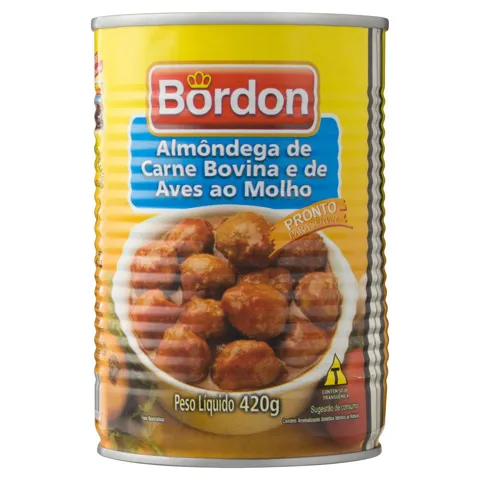 Almôndegas de Carne Bovina e Aves Bordon Lata 420g