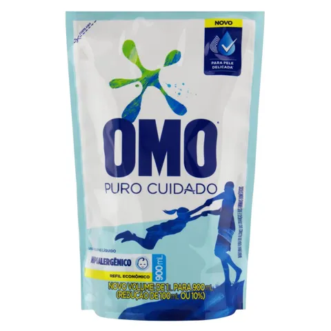Lava-Roupas Líquido Omo Puro Cuidado Sachê 900ml Refil Econômico