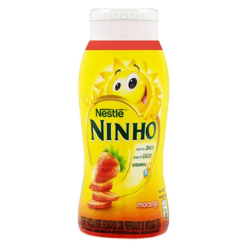Iogurte Parcialmente Desnatado Morango Nestlé Ninho Frasco 170g