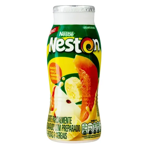 Iogurte Parcialmente Desnatado Mamão, Maçã, Banana e Cereais Nestlé Neston Frasco 170g