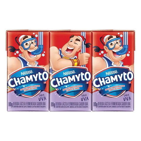 Leite Fermentado Desnatado Uva Nestlé Chamyto 80g Cada