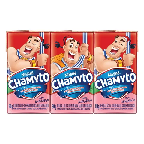 Leite Fermentado Desnatado Morango Nestlé Chamyto 80g