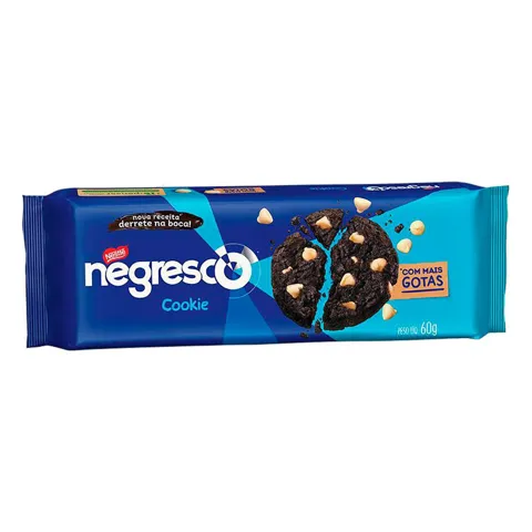 Biscoito Cookie Chocolate com Gotas de Baunilha Nestlé Negresco Pacote 60g