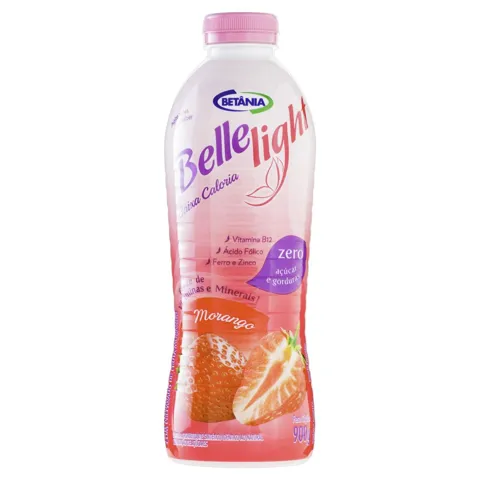 Leite Fermentado Desnatado Morango Light Zero Açúcar Betânia Belle Garrafa 900g