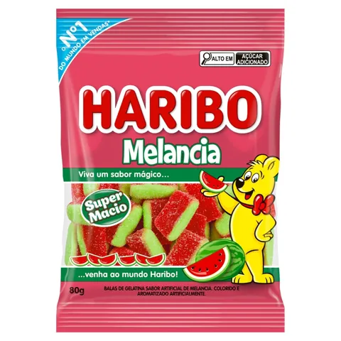 Bala de Gelatina Melancia Haribo Pacote 80g