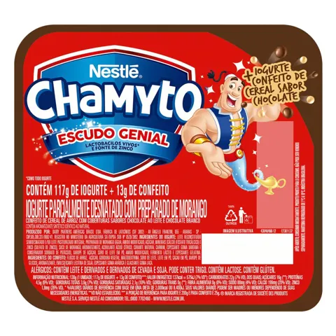 Iogurte Parcialmente Desnatado Morango com Cereais de Chocolate Nestlé Chamyto Pote 130g