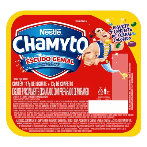 Iogurte Parcialmente Desnatado Morango com Cereais Coloridos Nestlé Chamyto Pote 130g