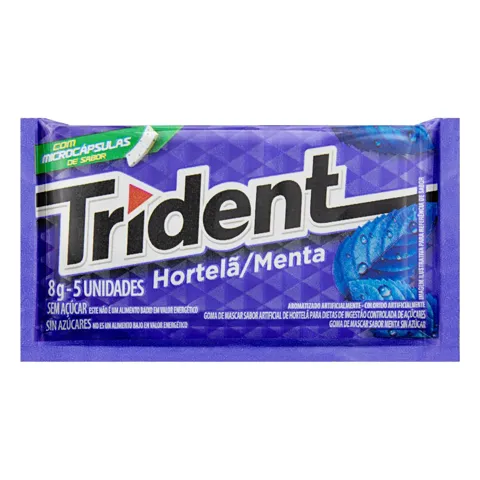 Goma de Mascar Hortelã Zero Açúcar Trident Envelope 8g 5 Unidades