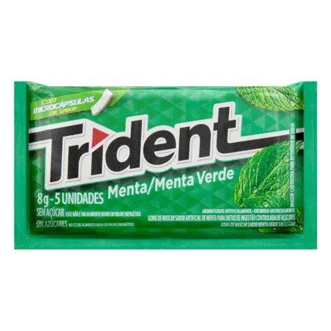 Goma de Mascar Menta Zero Açúcar Trident Envelope 8g 5 Unidades