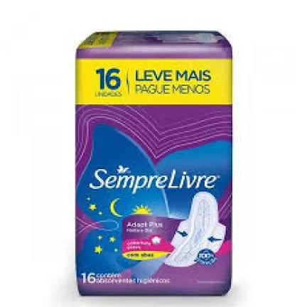 Absorvente com Abas SEMPRE LIVRE Suave Maxi Noturno com 16 Unidades