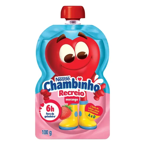 Iogurte Parcialmente Desnatado Morango Chambinho Recreio Squeeze 100g