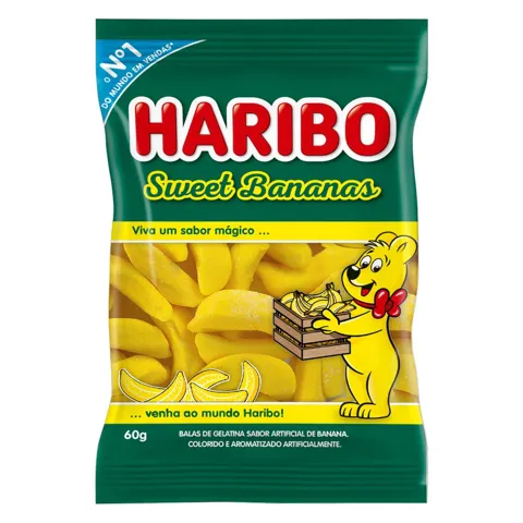 Bala de Gelatina Sweet Bananas Haribo Pacote 60g