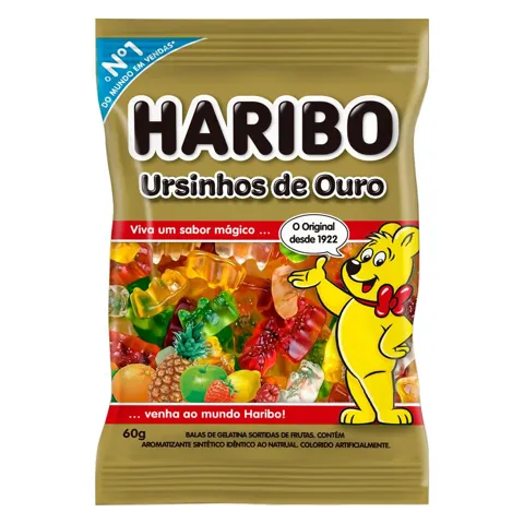 Bala de Gelatina Frutas Ursinhos de Ouro Haribo Pacote 60g