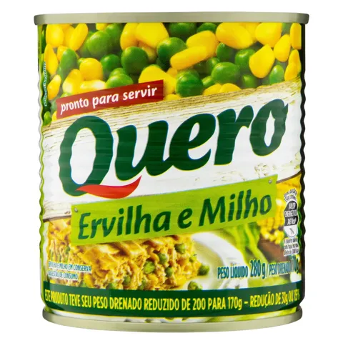 Ervilha e Milho Verde em Conserva Quero Lata 170g