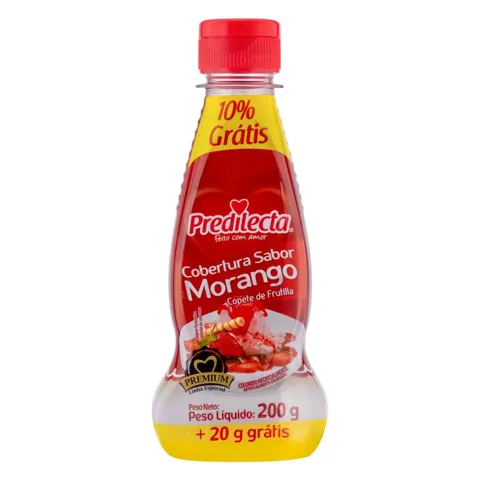 Cobertura para Sorvete Morango Predilecta Premium Squeeze 200g Grátis 10%