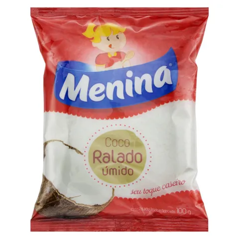 Coco Ralado Úmido Adoçado Menina Pacote 100g
