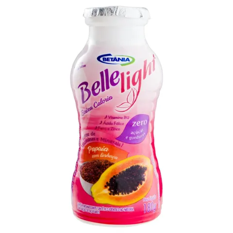 Leite Fermentado Desnatado Papaia com Linhaça Light Zero Açúcar Betânia Belle Frasco 180g