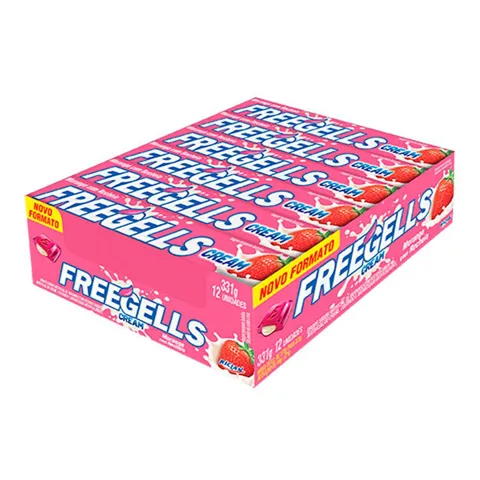Drops FREEGELLS Cream Morango com 12 Unidades 331G
