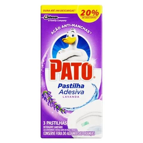 Detergente Sanitário Pastilha Adesiva Lavanda Pato 3 Unidades Grátis 20% de Desconto