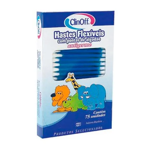 Cotonete HASTE FLEXIVEL CAIXA 75UND CLIN OFF
