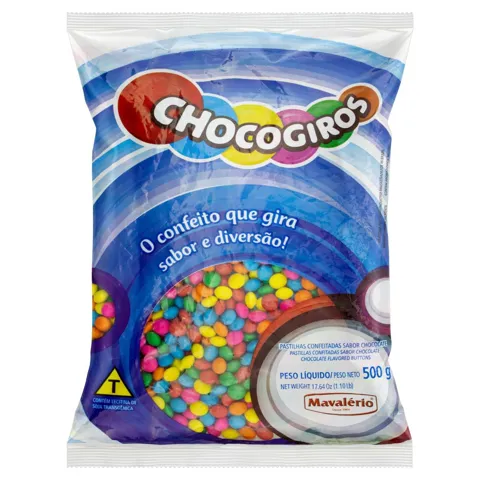 Pastilha de Chocolate Chocogiros Pacote 500g