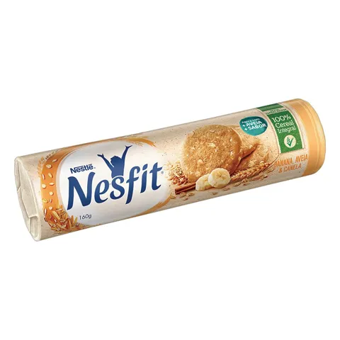 Biscoito Integral Banana, Aveia & Canela Nestlé Nesfit Pacote 160g