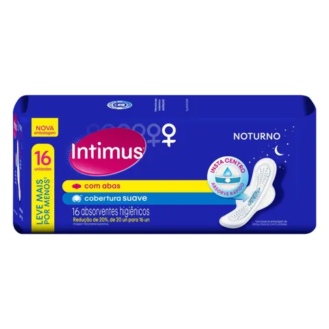 Absorvente com Abas Suave Noturno Intimus Pacote 16 Unidades Leve Mais Pague Menos