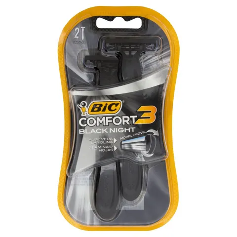 Aparelho Descartável para Barbear Bic Comfort 3 Black Night 2 Unidades