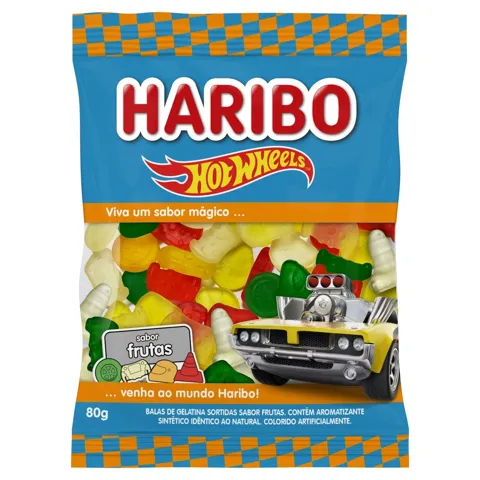 Bala de Gelatina Frutas Hot Wheels Haribo Pacote 80g