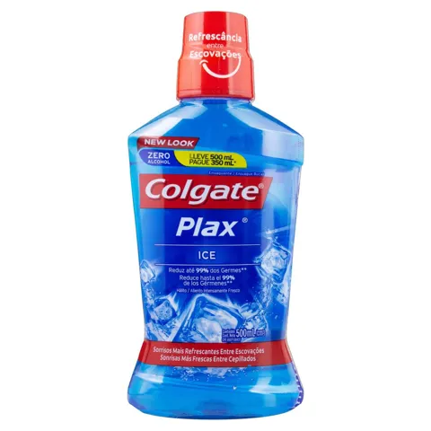 Enxaguante Bucal Zero Álcool Ice Colgate Plax Frasco Leve 500ml Pague 350ml
