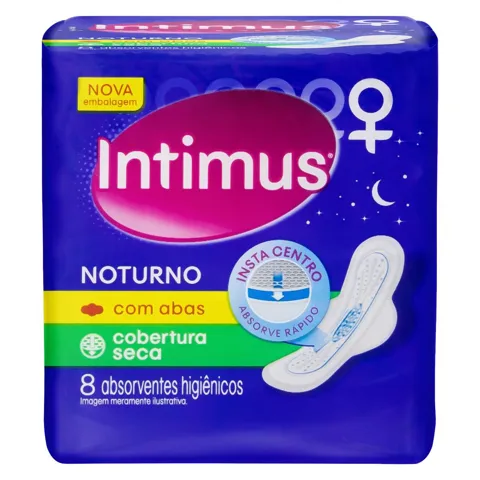 Absorvente com Abas Seca Noturno Intimus Pacote 8 Unidades