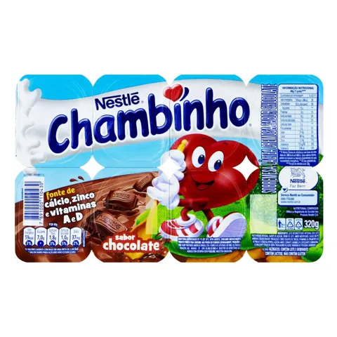 Sobremesa Láctea Chocolate Nestlé Chambinho Bandeja 320g 8 Unidades