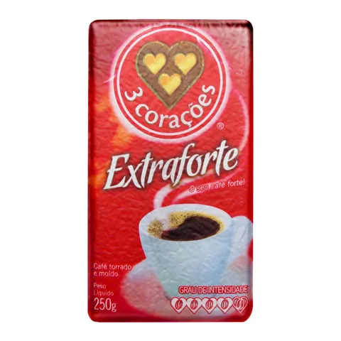 Café Torrado e Moído a Vácuo Extraforte 3 Corações Pacote 250g