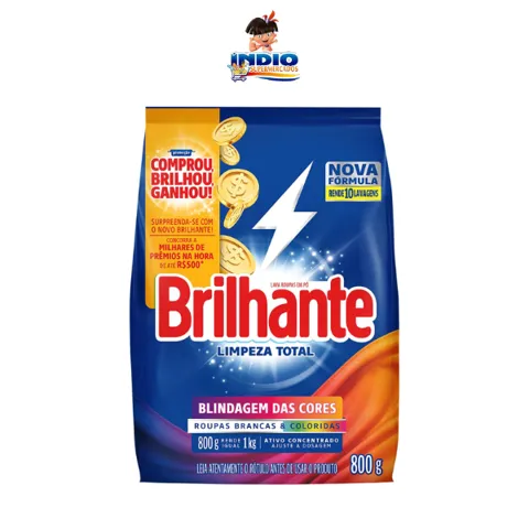 Lava-Roupas em Pó Roupas Brancas e Coloridas Brilhante Limpeza Total Pacote 800g