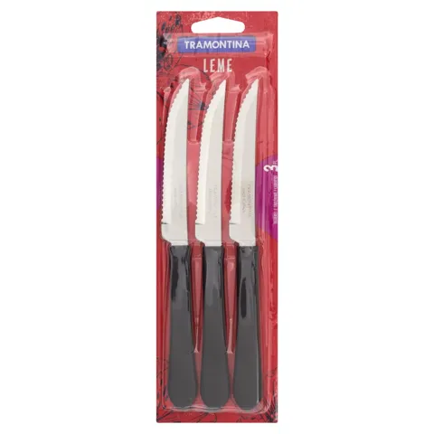 Faca Preta Tramontina Leme 4" Blister 3 Peças