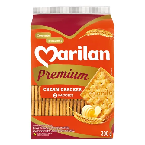 Biscoito Cream Cracker Manteiga Marilan Premium Pacote 300g