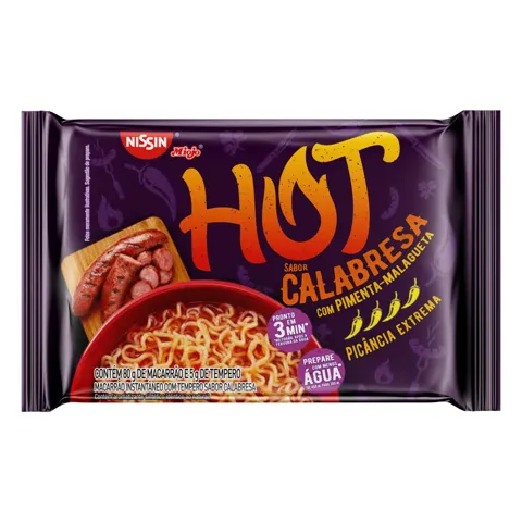 Macarrão Instantâneo Calabresa Nissin Miojo Lámen Hot Pacote 85g