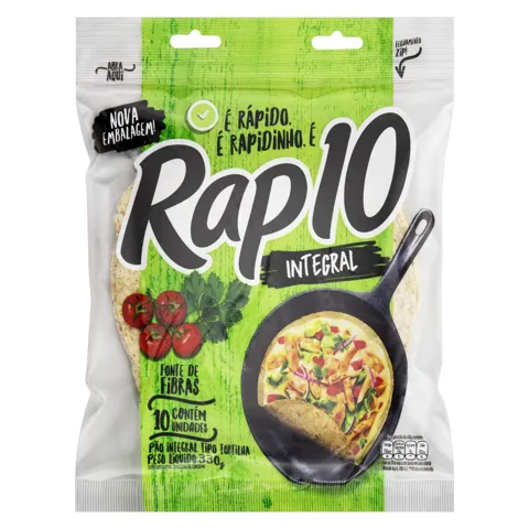 Pão Tortilha Integral Rap 10 Pouch 330g
