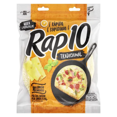 Pão Tortilha Tradicional Rap 10 Pouch 330g